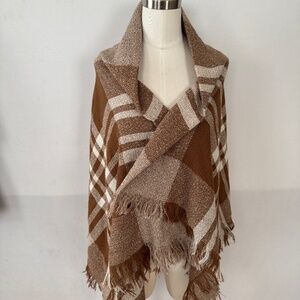 Alpaca 111 brown plaid shawl